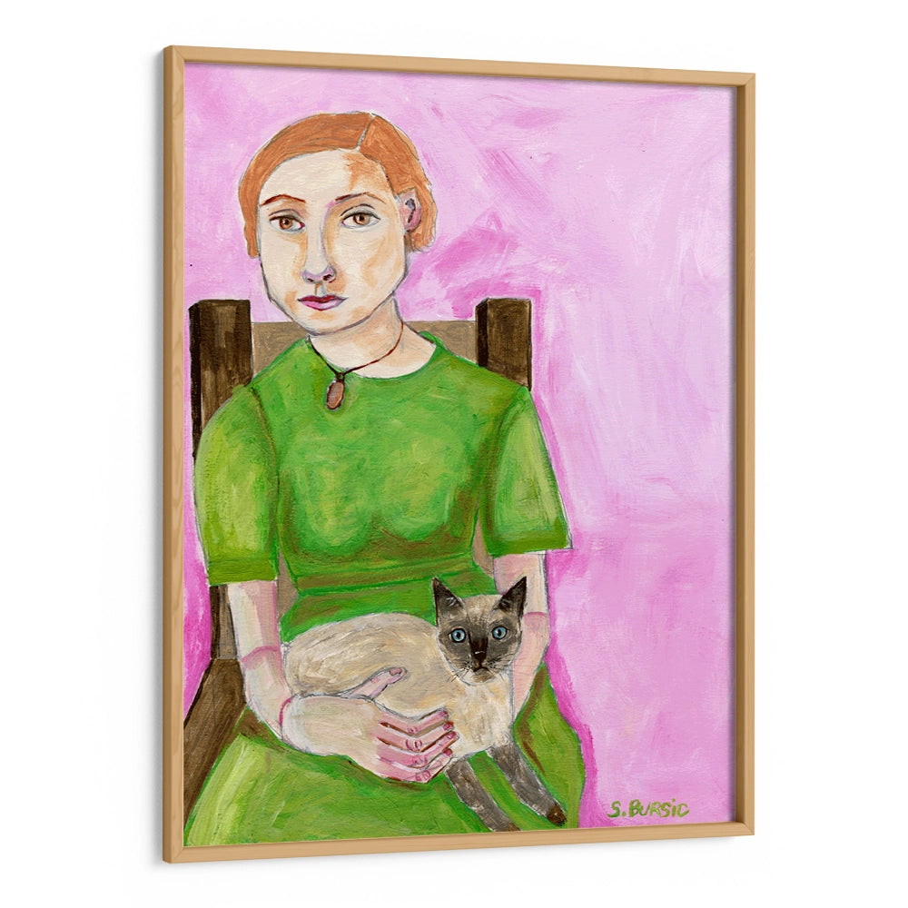 Lady with Cat Women Illustration Wall Art - XS / Matte Paper / Rolled Art - Nook At You