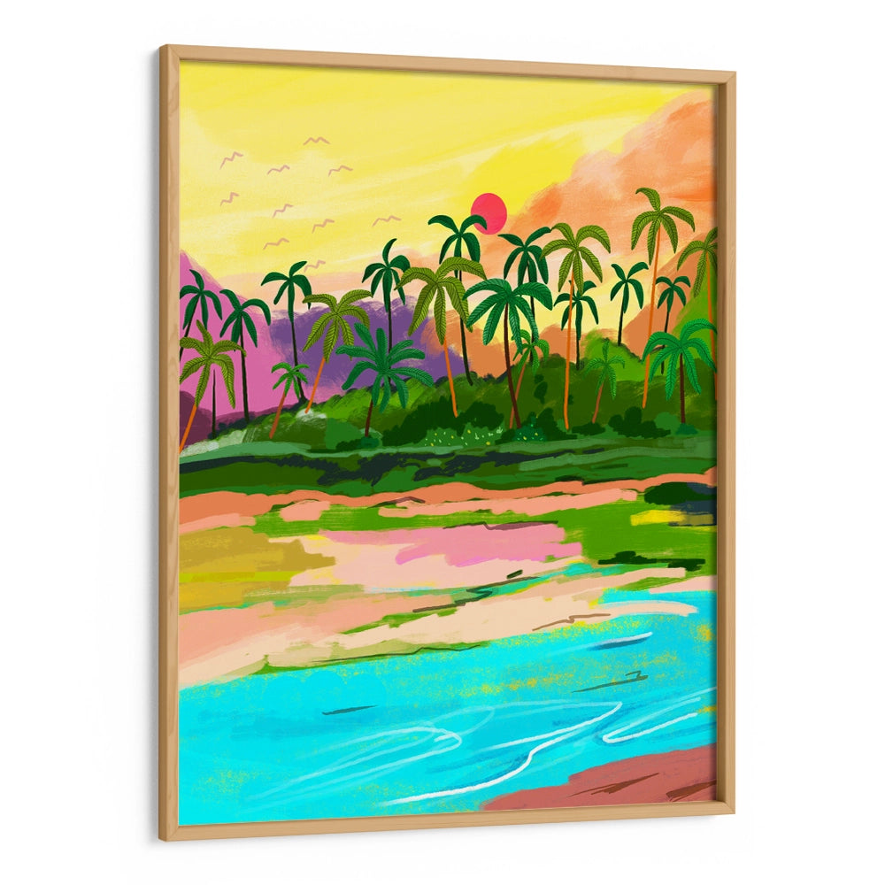 Tropical Backwaters of Kerala Landscape Canvas Paintings - XS / Matte Paper / Rolled Art - Nook At You