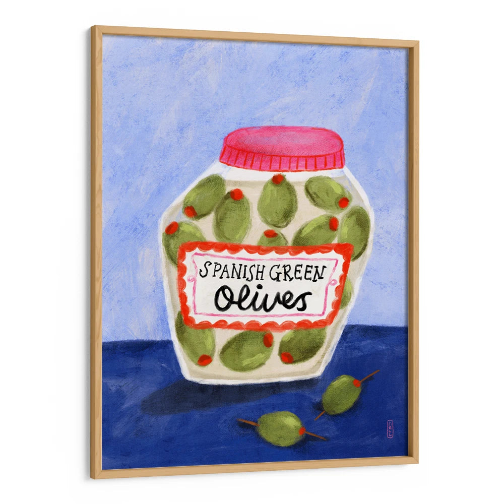 Spanish Green Olives Jar Gourmet Painting - XS / Matte Paper / Rolled Art - Nook At You