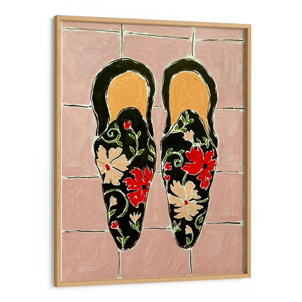 Elegant Floral Slippers Canvas Painting - XS / Matte Paper / Rolled Art - Nook At You