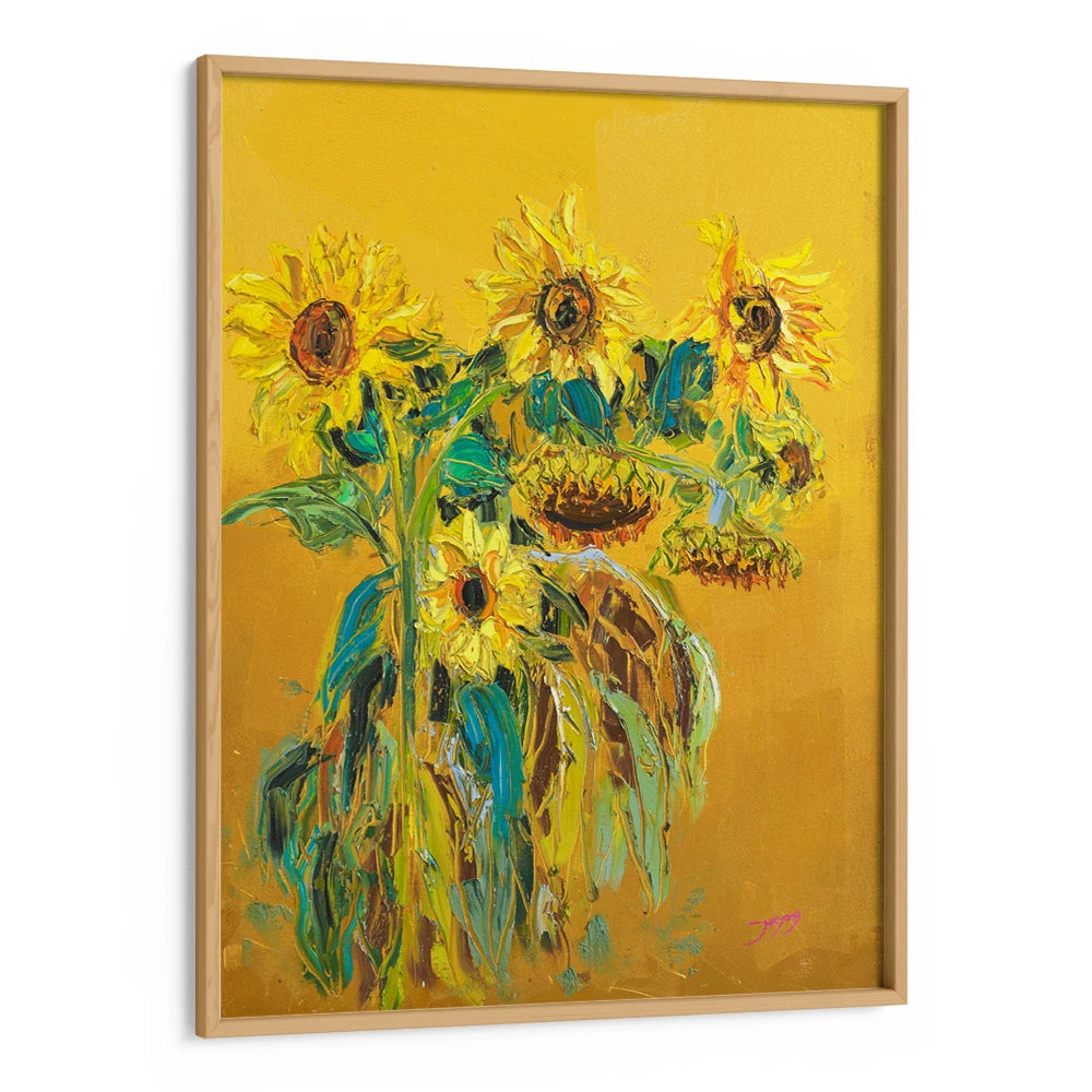 Golden Sunflower Blooms Floral Wall Art Painting - XS / Matte Paper / Rolled Art - Nook At You