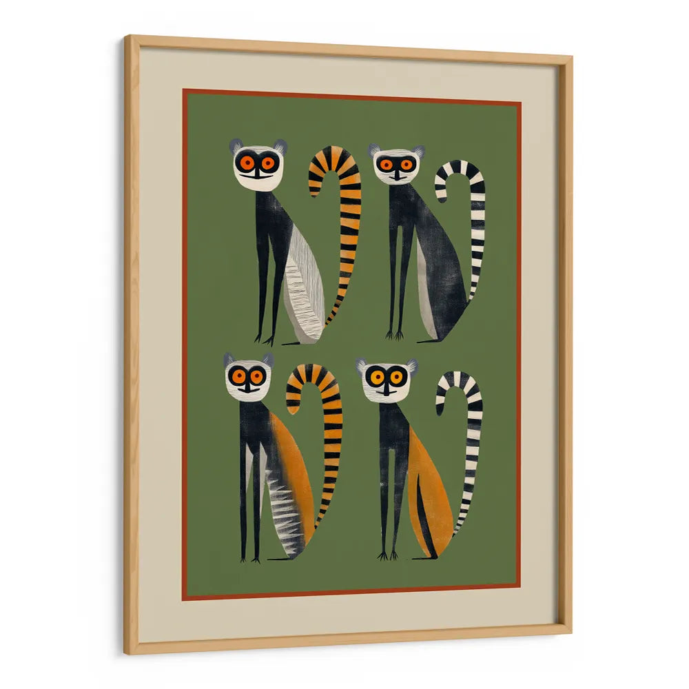 Playful Jungle Lemurs Abstract Wall Art Print - XS / Matte Paper / Rolled Art - Nook At You