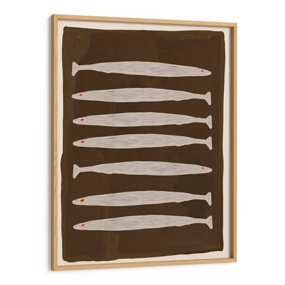Seven White Fish Pattern Canvas Wall Art - XS / Matte Paper / Rolled Art - Nook At You