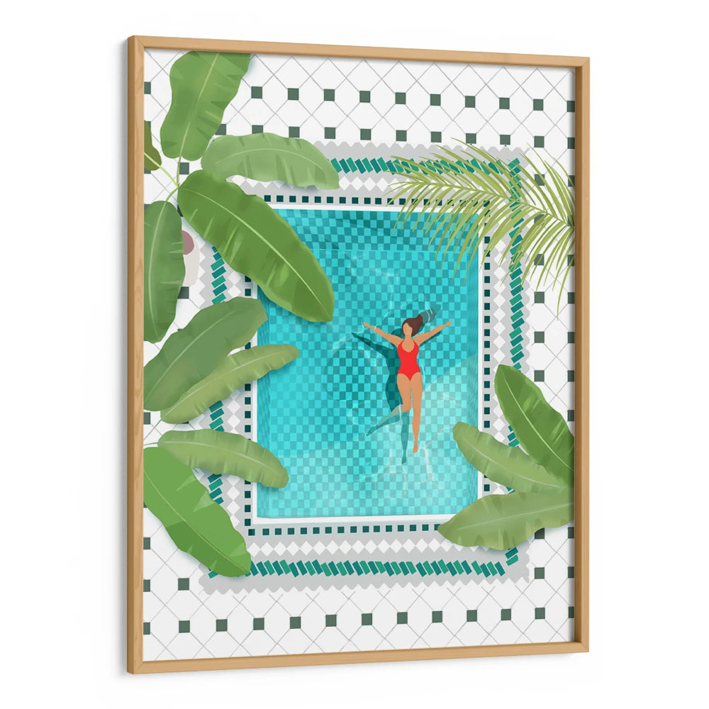 Riad Pool Women Illustration Wall Art Print - XS / Matte Paper / Rolled Art - Nook At You