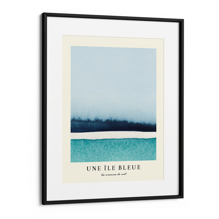 Une Ile Bleue No.1 Abstract Art-Black Frame With Mount-Nook At You