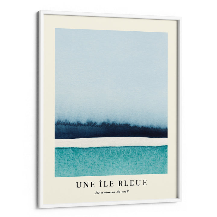 Une Ile Bleue No.1 Abstract Art-White Frame-Nook At You