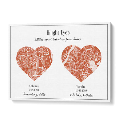 Dual Heart City Map - Burnt Orange Nook At You Matte Paper Rolled Art