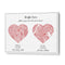 Custom Dual Heart City Map - Baby Pink