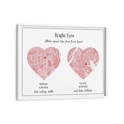 Dual Heart City Map - Baby Pink Nook At You Matte Paper White Frame