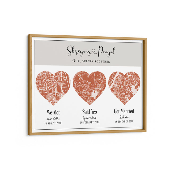 Triple Heart City Map - Burnt Orange Nook At You  