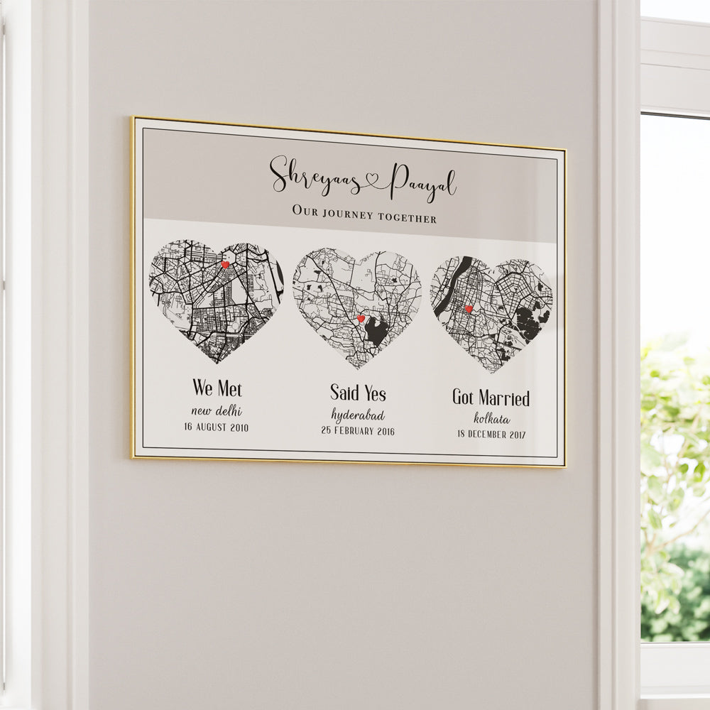 Triple Heart City Map - White Nook At You  