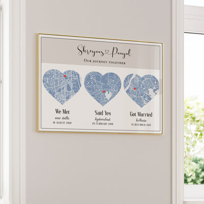 Triple Heart City Map - Powder Blue Nook At You  