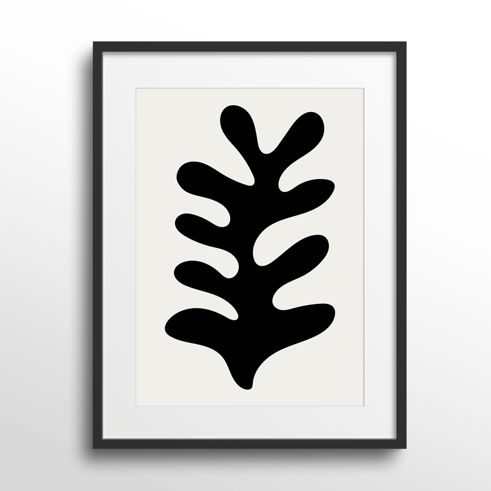 The Leaf - Matisse Inspired Abstract Wall Art-Black Frame With Mount-Nook At You