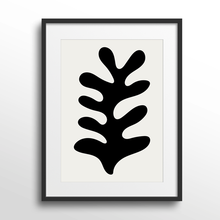 The Leaf - Matisse Inspired Abstract Wall Art-Black Frame With Mount-Nook At You