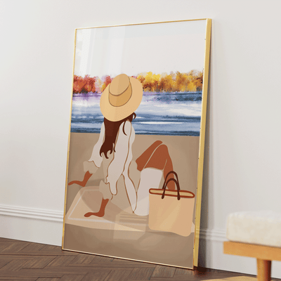 A Day At The Beach Nook At You Matte Paper Gold Metal Frame