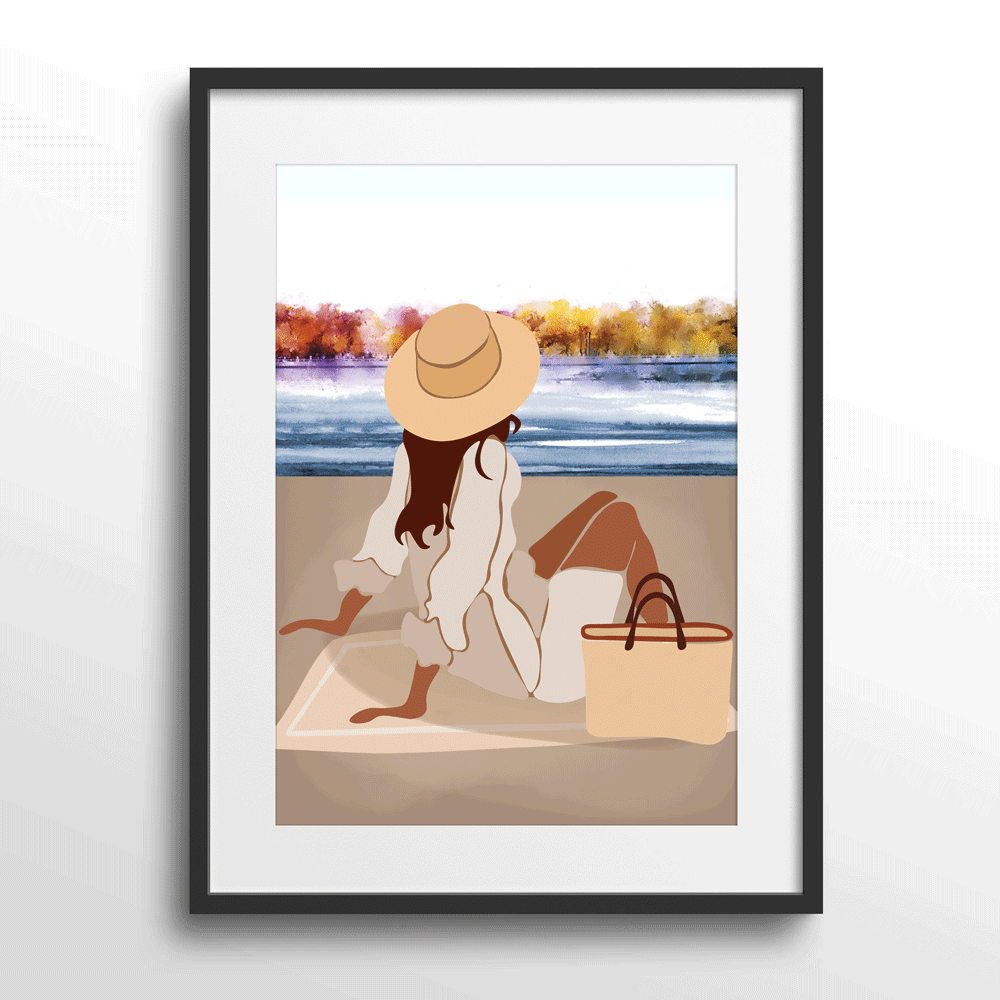 A Day At The Beach Nook At You Matte Paper Black Frame With Mount