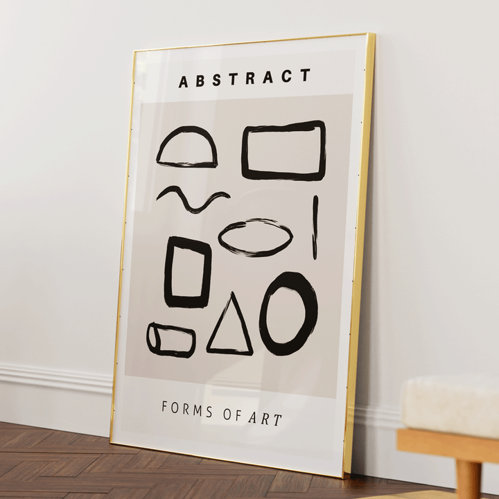 Abstract Signs Abstract Wall Art-Gold Metal Frame-Nook At You