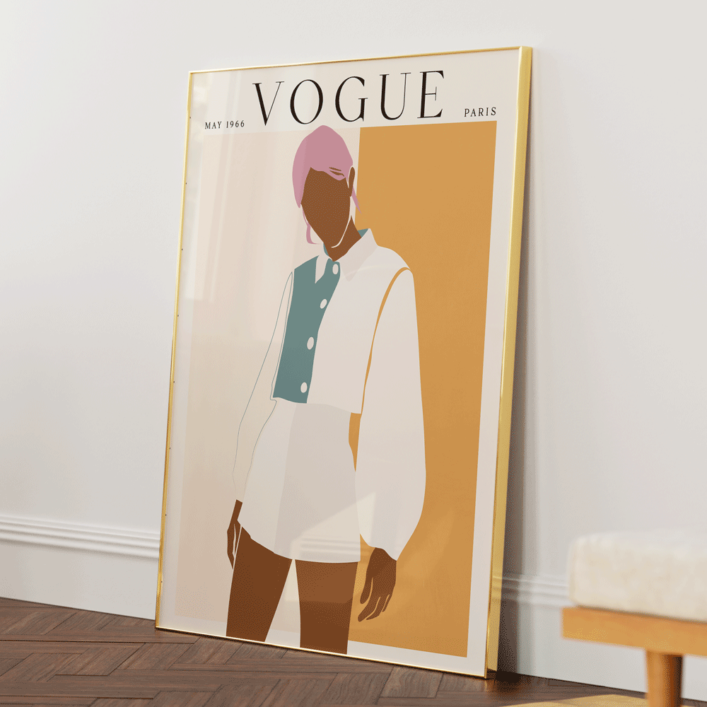Abstract Vogue - May 1966 Nook At You Matte Paper Gold Metal Frame
