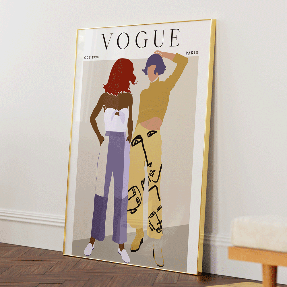 Abstract Vogue - Oct 1998 Nook At You Matte Paper Gold Metal Frame