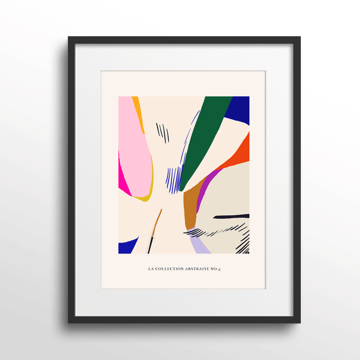 Rainbow Rhapsody Abstract Art-Black Frame With Mount-Nook At You