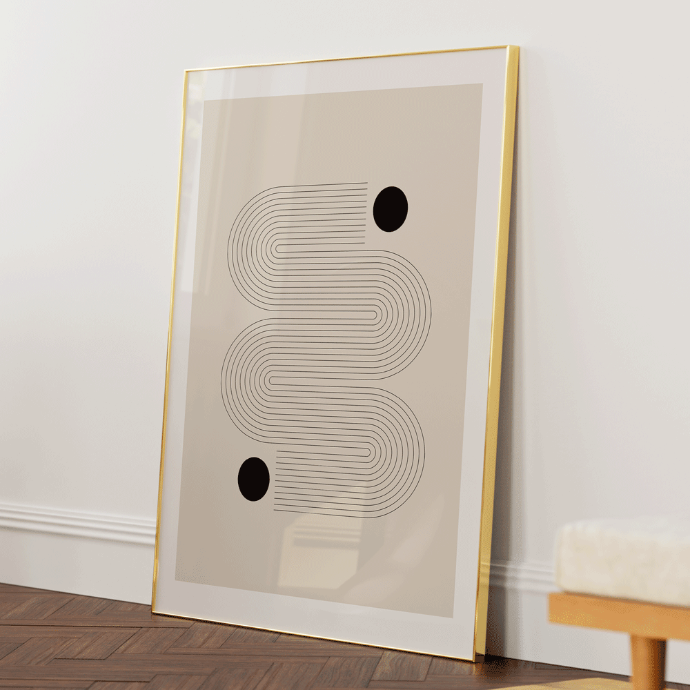 Abstract Geometric I Nook At You Matte Paper Gold Metal Frame