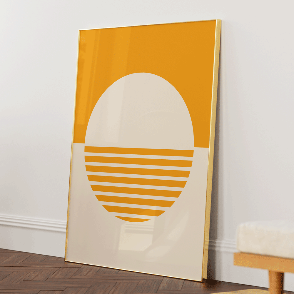 Abstract Sun Block Abstract Art Prints-Gold Metal Frame-Nook At You
