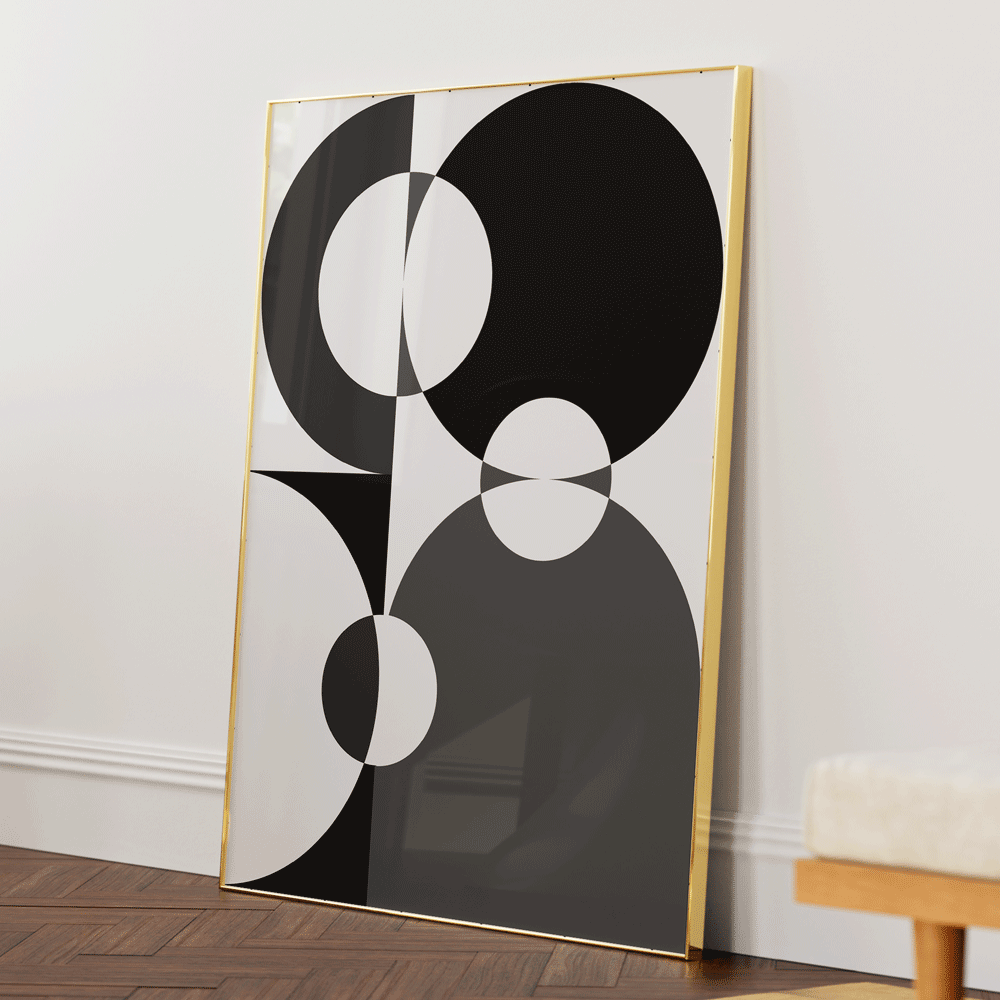 Black Geometric Splash I Nook At You Matte Paper Gold Metal Frame