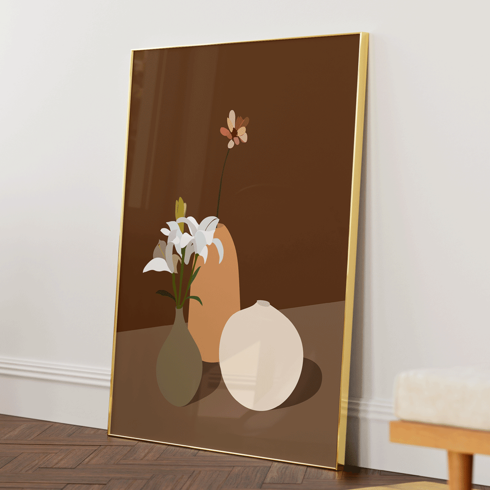 Boho Pots-Matte Paper-Gold Metal Frame-Wall Art Prints By Nook At You