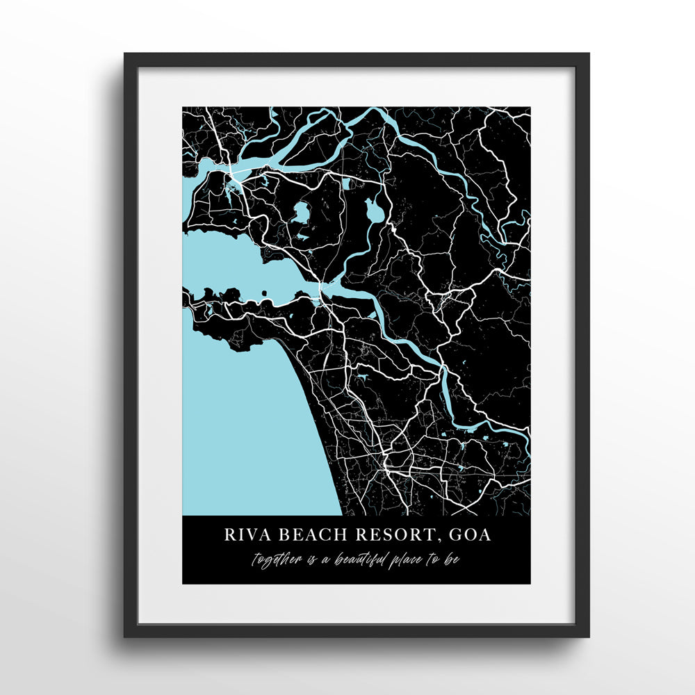 Map Art - Ink City Nook At You Matte Paper Black Frame With Mount