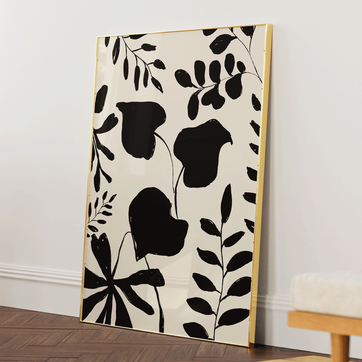 B&W Botanical Nook At You Matte Paper Gold Metal Frame