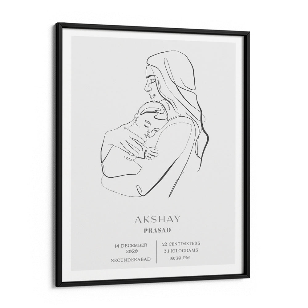 Personalized Line Art - Birth Poster Nook At You Matte Paper Black Frame