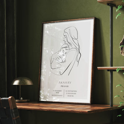 Personalized Line Art - Birth Poster Nook At You Matte Paper Rolled Art