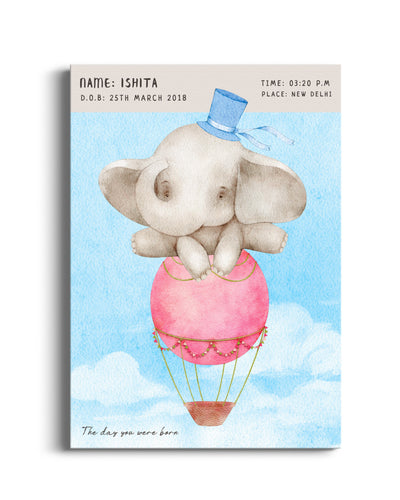 Personalized Birth Poster - Baby Elephant Nook At You Matte Paper Rolled Art