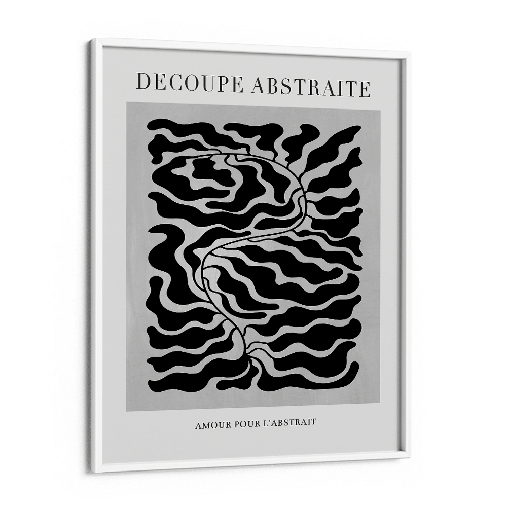 Decoupe Abstraite - Black Abstract Art Paintings-White Frame-Nook At You