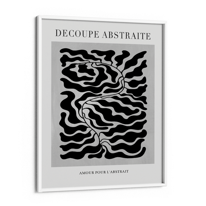 Decoupe Abstraite - Black Abstract Art Paintings-White Frame-Nook At You