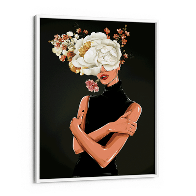 Floral Message - Black Nook At You Matte Paper White Frame