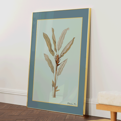 Plantain Tree II - Teal Nook At You Matte Paper Gold Metal Frame