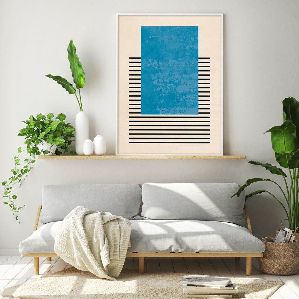 Azure Colour Block Abstract Art Prints-Rolled Art-Nook At You