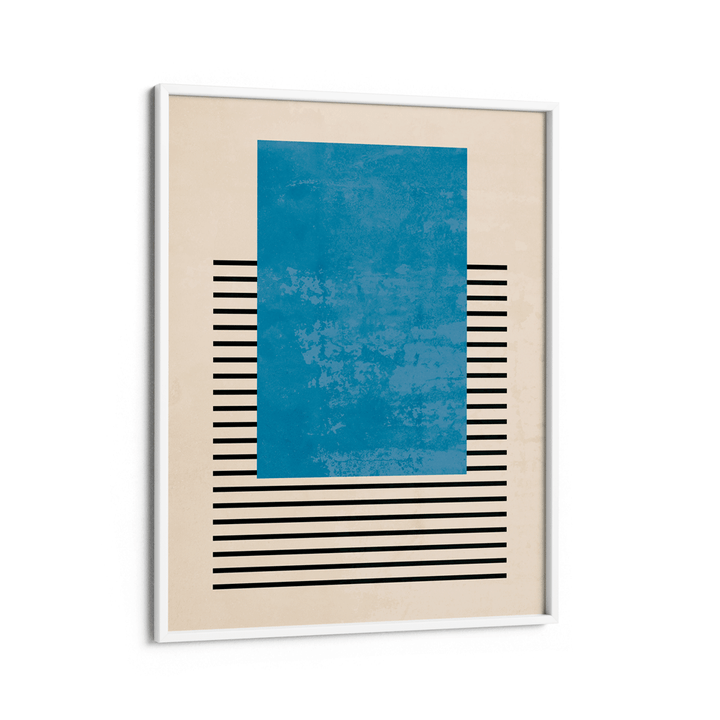 Azure Colour Block Abstract Art Prints-White Frame-Nook At You
