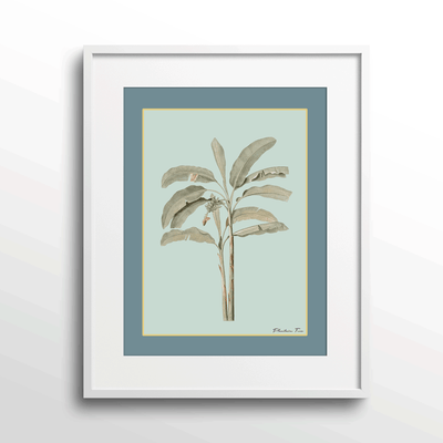 Plantain Tree I - Teal Nook At You Matte Paper White Frame With Mount