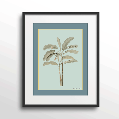 Plantain Tree I - Teal Nook At You Matte Paper Black Frame With Mount