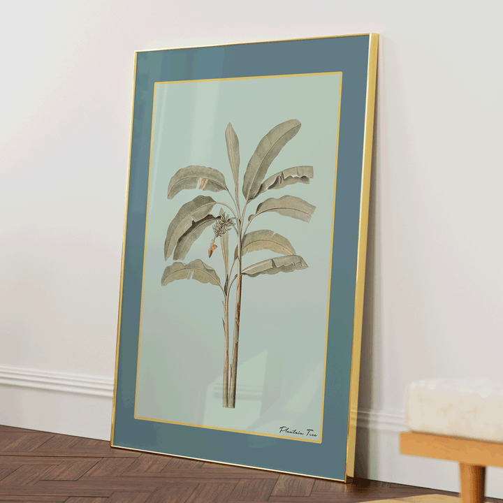 Plantain Tree I - Teal Nook At You Matte Paper Gold Metal Frame
