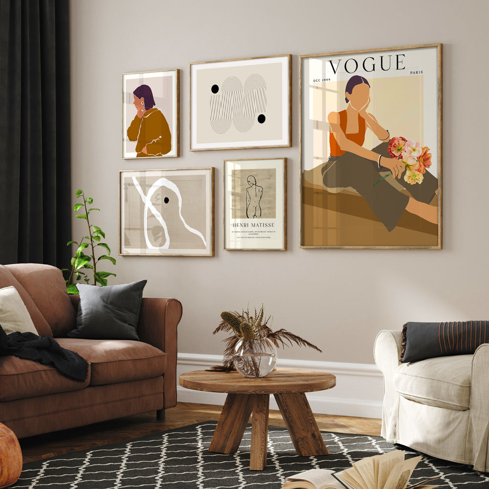 Chic and Abstract Gallery Wall Set of 5 Nook At You Matte Paper Rolled Art