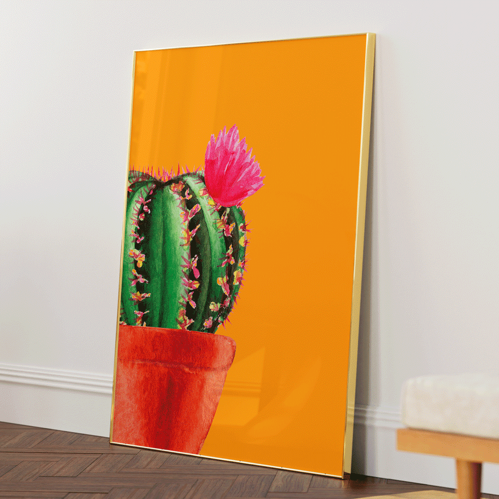 Burnt Orange Succulent Nook At You Matte Paper Gold Metal Frame