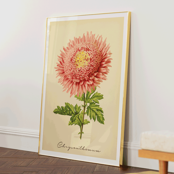Chrysanthemum - Amber Nook At You Matte Paper Gold Metal Frame