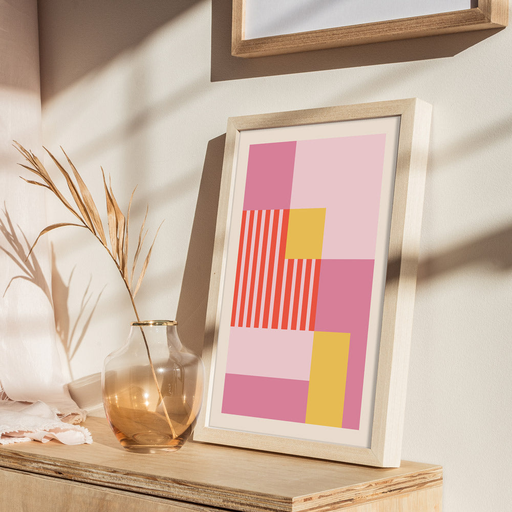 Peach Colour Block Abstract Prints-Nook At You