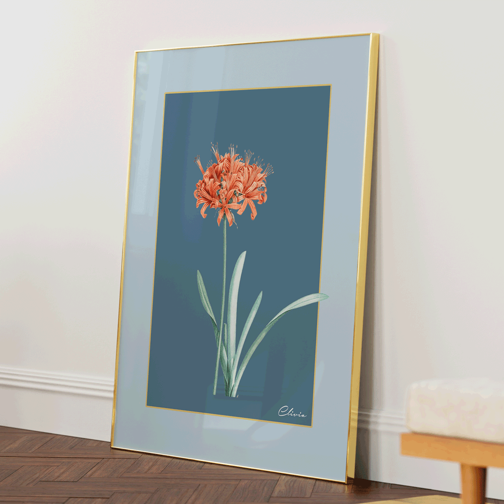 Ruby Blossom - Wild Blue Nook At You Matte Paper Gold Metal Frame