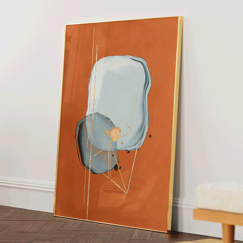 Ethereal Catch Abstract Painting-Gold Metal Frame-Nook At You