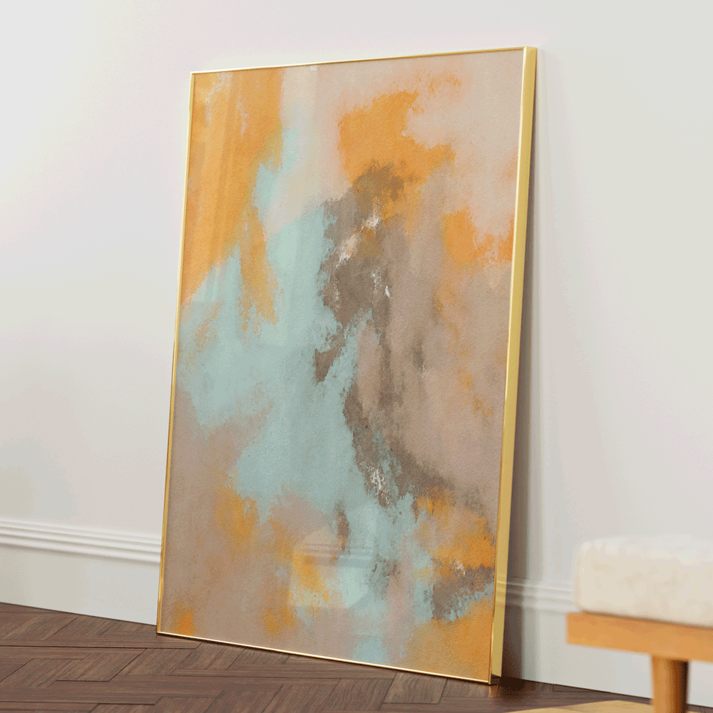 Evanescent Fall Abstract Wall Art-Gold Metal Frame-Nook At You