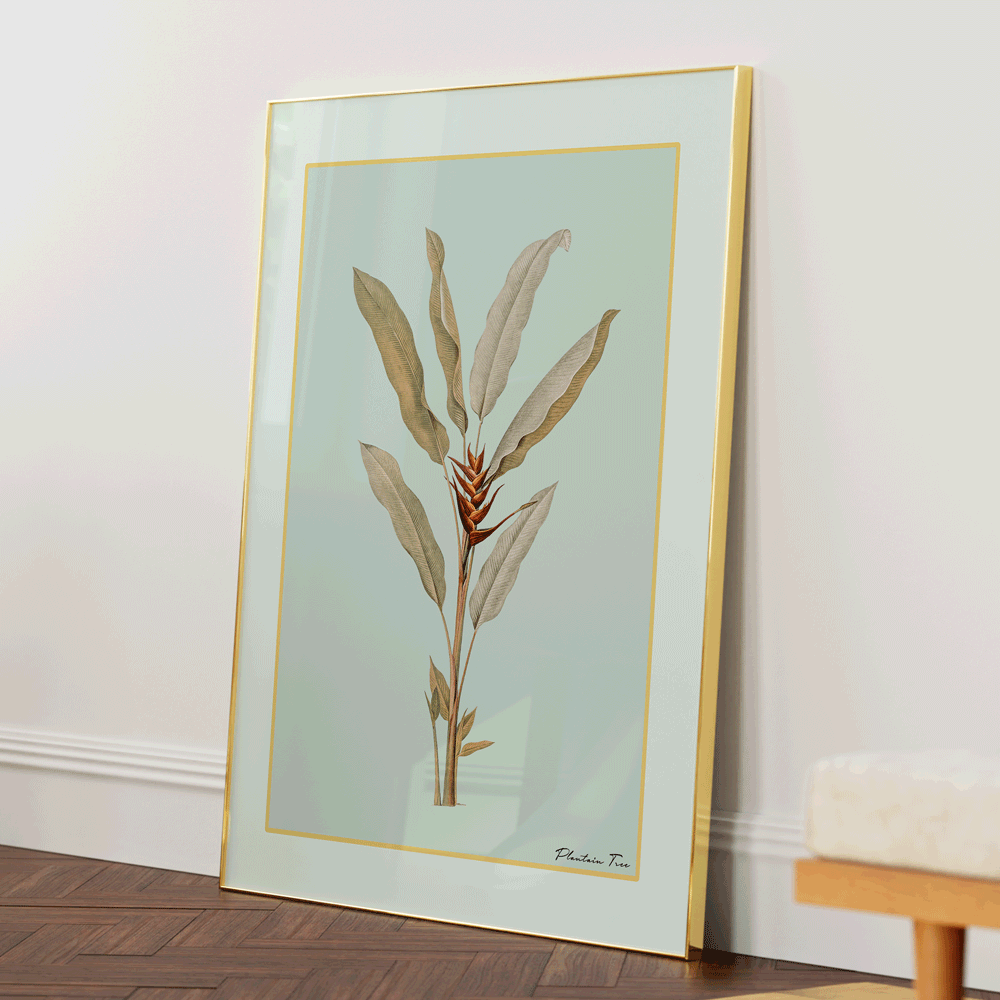 Plantain Tree II - Coast Nook At You Matte Paper Gold Metal Frame